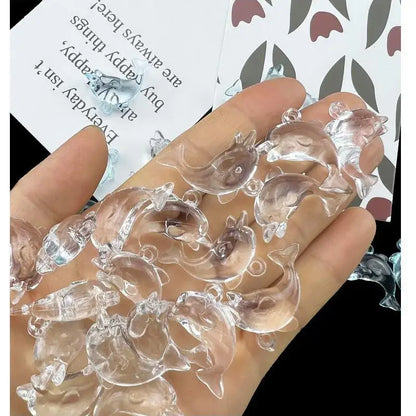 Kawaii Acrylic Dolphin Charms for DIY Jewelry Making - 10 Piece Set