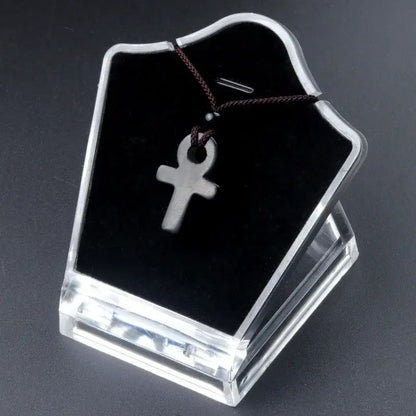 Ancient Egyptian Ankh Cross Agate Amulet Necklace Obsidian