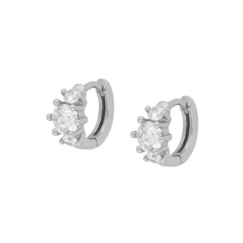 Crmya Gold Plated Women's Earrings Set with Vintage CZ Zircon Drop and Stud Hoops