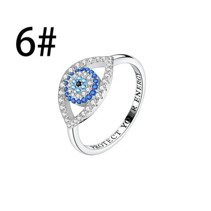 925 Sterling Silver Blue Evil Eye Jewelry Set With Zircon Charms Pendant Ring Earrings For Bracelet Necklace Gift