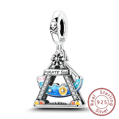 925 Sterling Silver Owl Bow Zircon Charm Beads Pendant