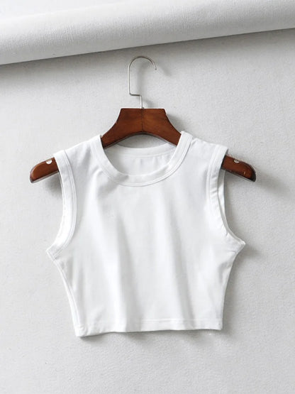 Summer Vintage White Crop Tops Women Biker Punk Sexy Tank