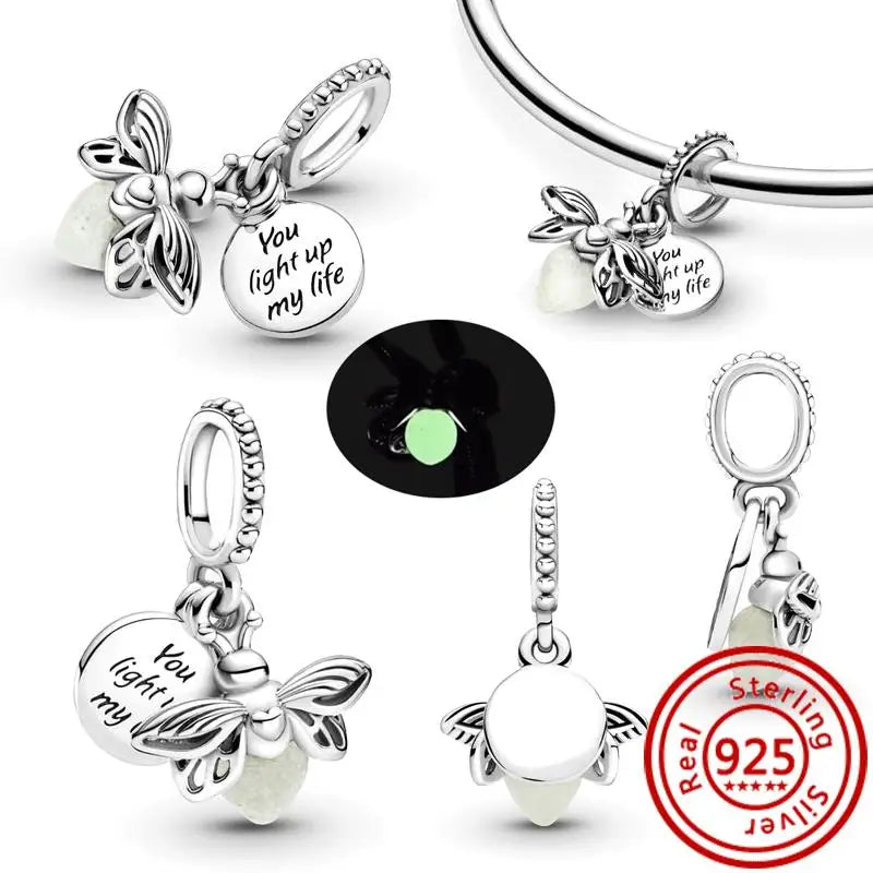 925 Sterling Silver Animal Charms Bracelet Beads with Zircon - Unicorn, Squirrel, Elephant Y665