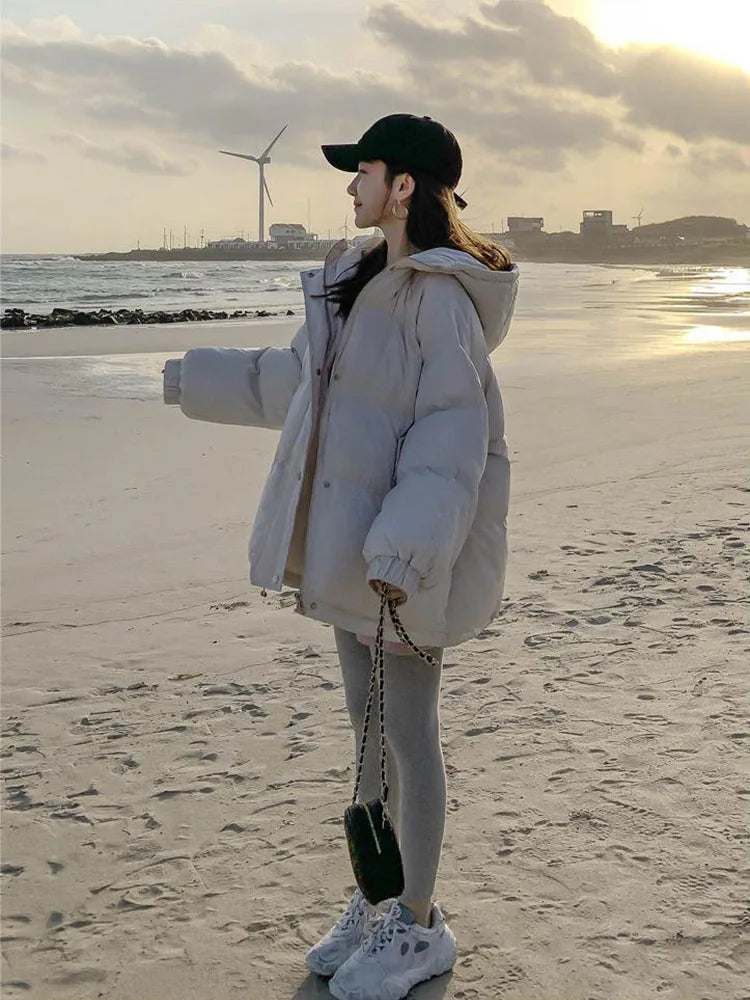 2024 Women Short Hooded Cotton Padded Winter Parka Jacket