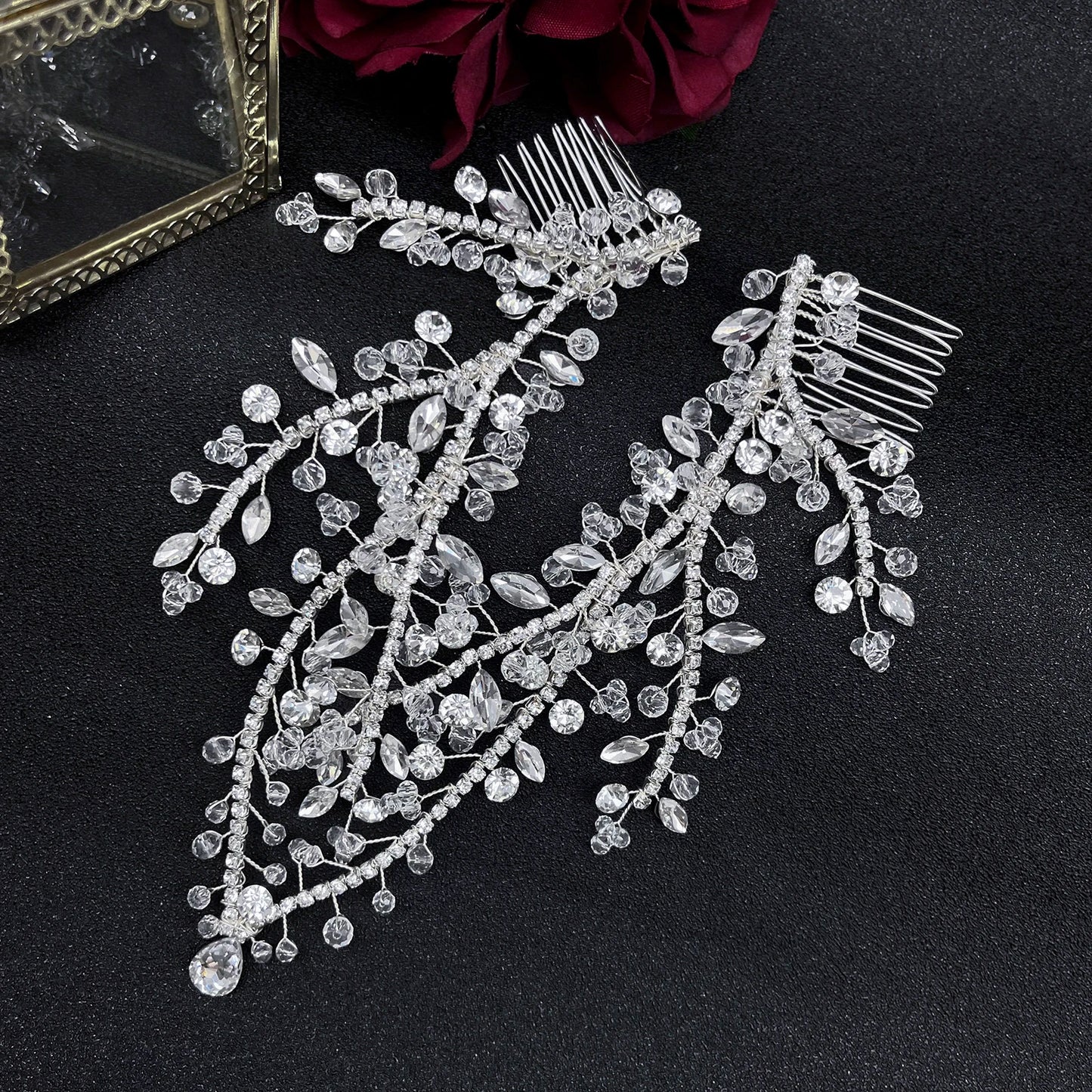 Elegant Rhinestone Wedding Tiara Silver Crystal Bride Headband