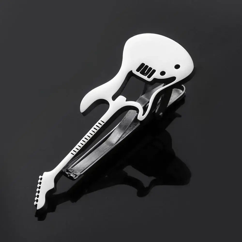 Creative Treble Clef Guitar Tie Clip for Men Titanium Steel Music Accessory