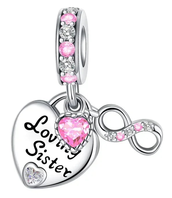 Sparkling Birthstone Heart Charm 925 Sterling Silver Pendant Bead for Mom DIY Jewelry Gift