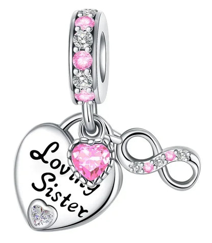 Sparkling Birthstone Heart Charm 925 Sterling Silver Pendant Bead for Mom DIY Jewelry Gift