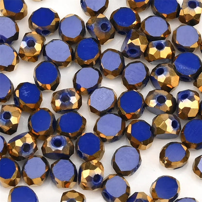 72 Pieces Golden Plated Glass Beads 3x4mm Oval Flat Faceted Crystal Beads for DIY Jewelry Making Necklaces and Bracelets