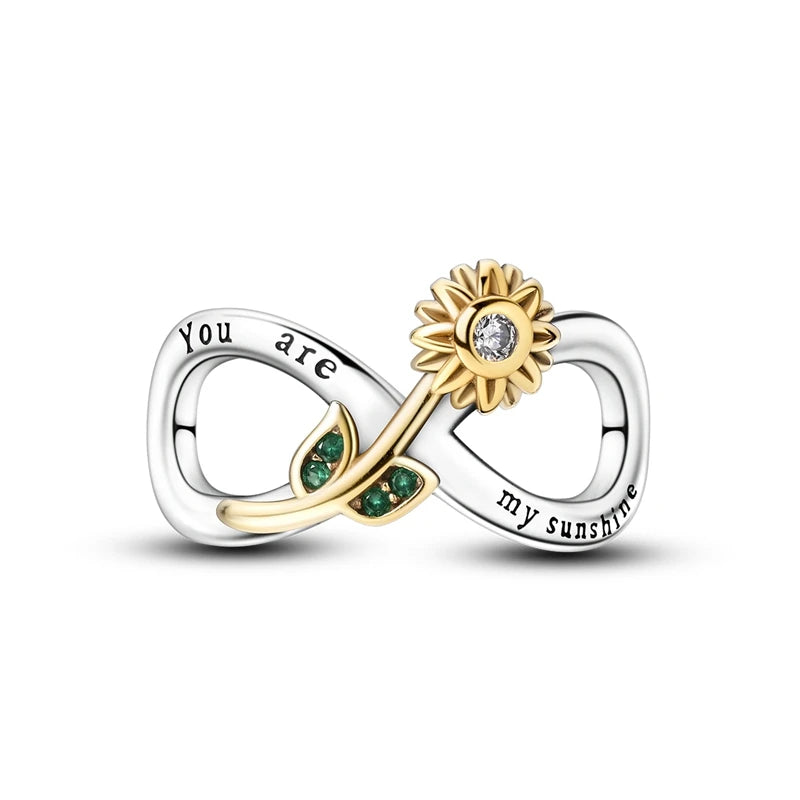 925 Silver Flower Charms Sunflower Tulip Pendants for Bracelet Jewelry Making KTC887