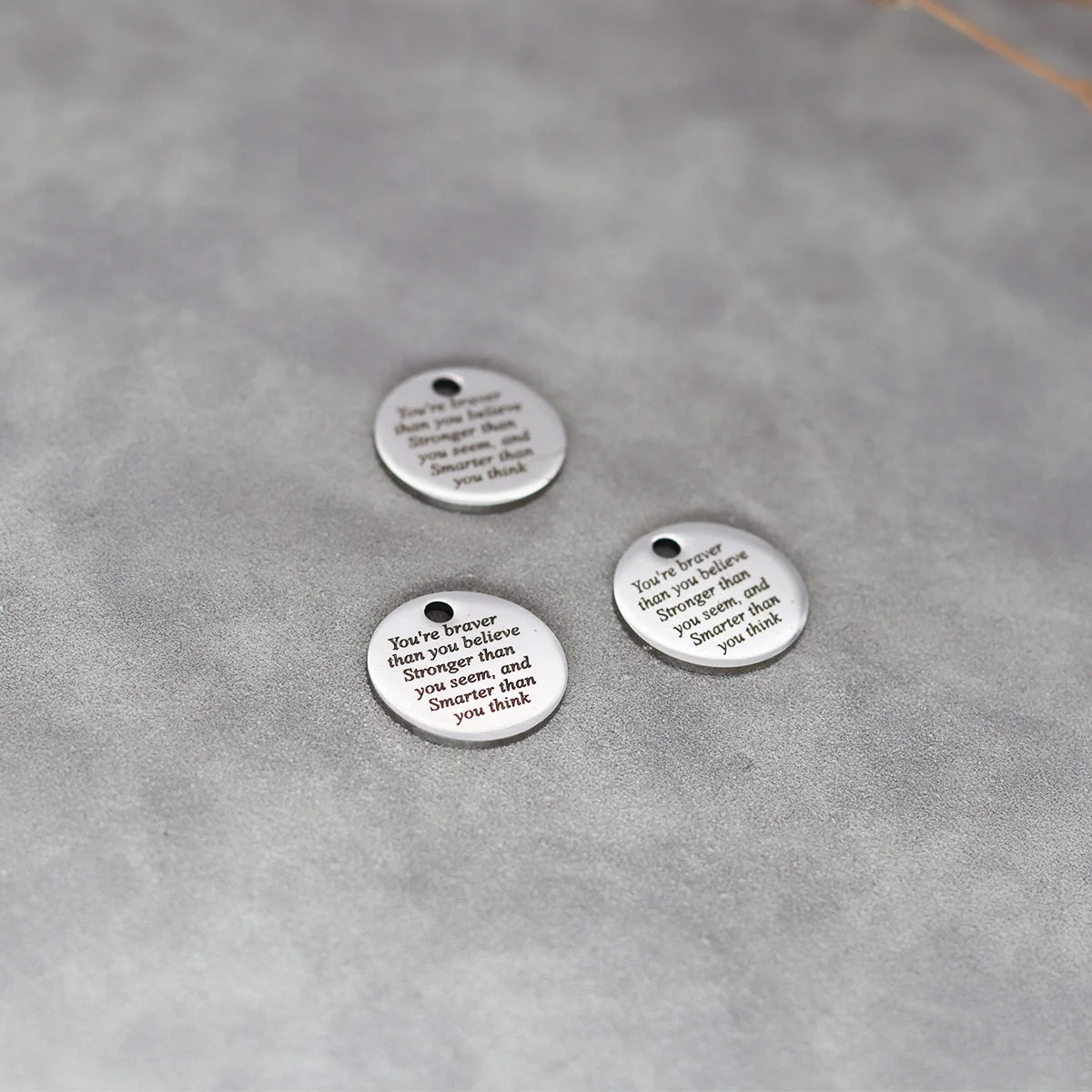 3Pcs Laser Engraved Inspirational Charms You're Braver Stronger Smarter DIY Jewelry