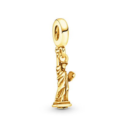 Fine Gold Eiffel Tower Statue Of Liberty Castle Charm Bead