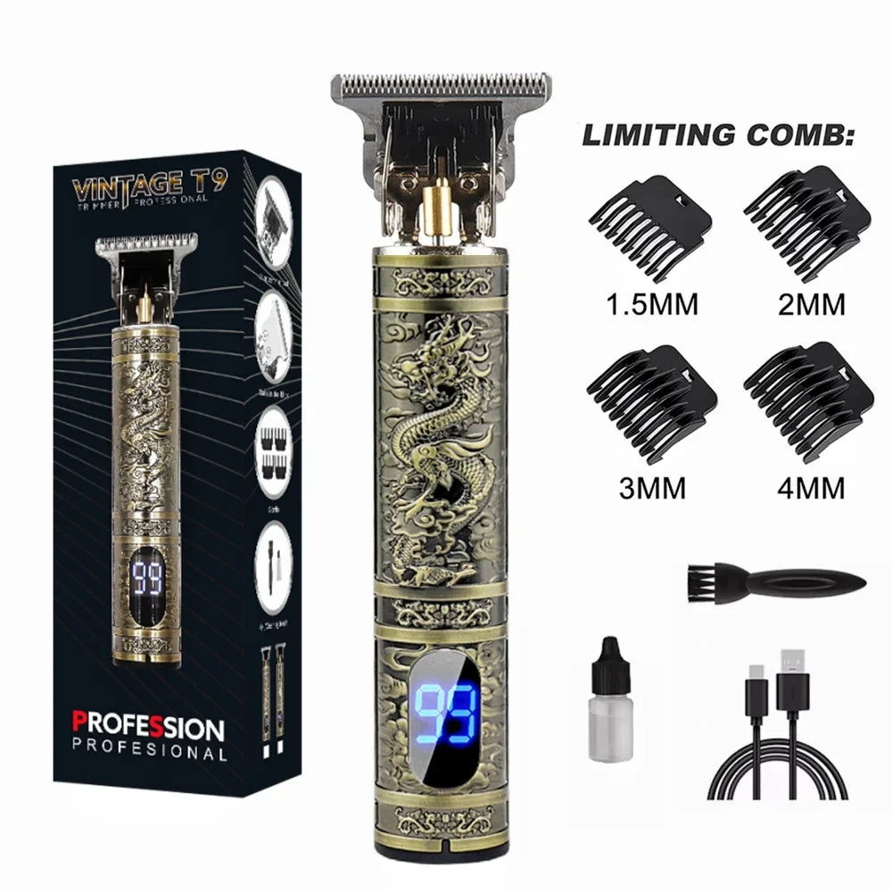 V-Vimika T9 Electric Hair Clipper with LCD Display Stainless Steel Precision Trimmer for Men Fast Charging Wet and Dry Use