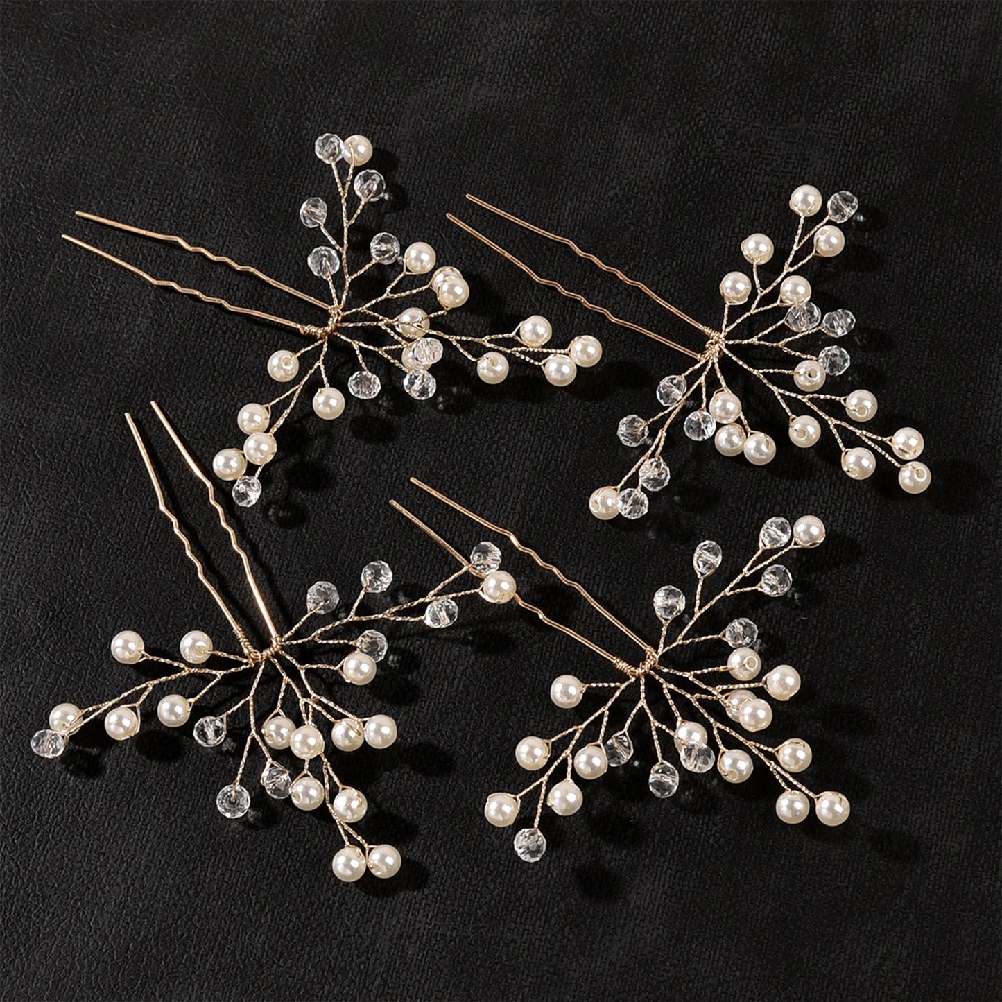 Elegant Pearl Flower Wedding Hairpin Comb Set for Brides