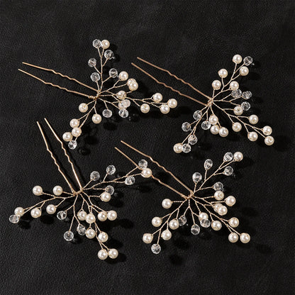 Elegant Pearl Flower Wedding Hairpin Comb Set for Brides