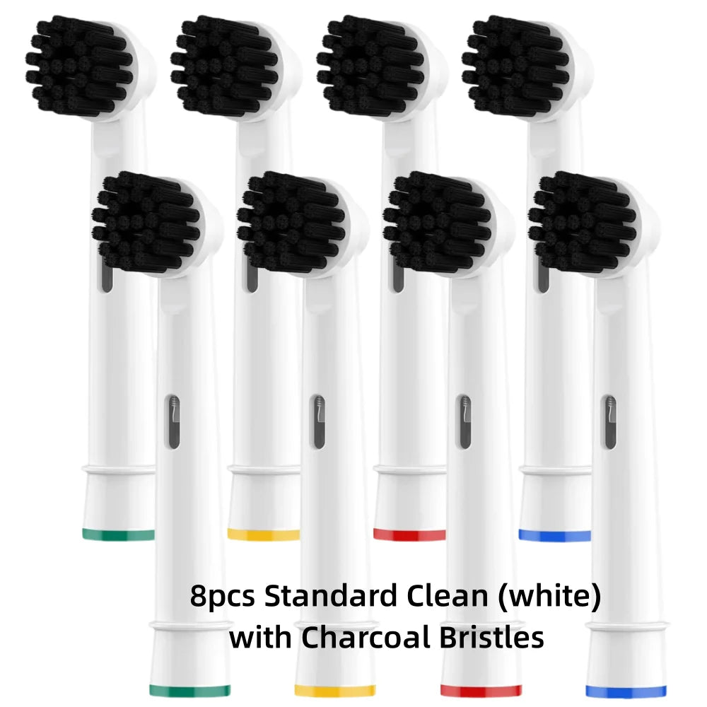 Toothbrush Replacement Heads Refill for Oral B Electric Toothbrush Pro1000 Pro 3000 Pro5000 Pro7000 Vitality Floss Action - 16 Pack 8 W with Charcoal