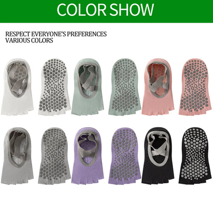 Women Open Toe Anti Slip 5 Toe Yoga Socks With Grips