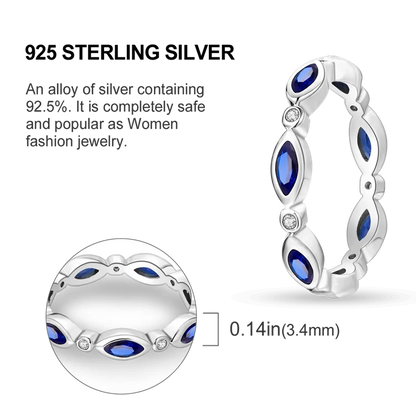 Blue Zircon Evil Eye Palm Star Moon Ring for Women in 925 Sterling Silver Fine Jewelry Gifts LKTR092