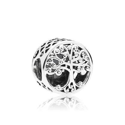 Family Charm Pendant Pink Flower Heart Clover Dangle Bead for 925 Silver Bracelets P260-Y