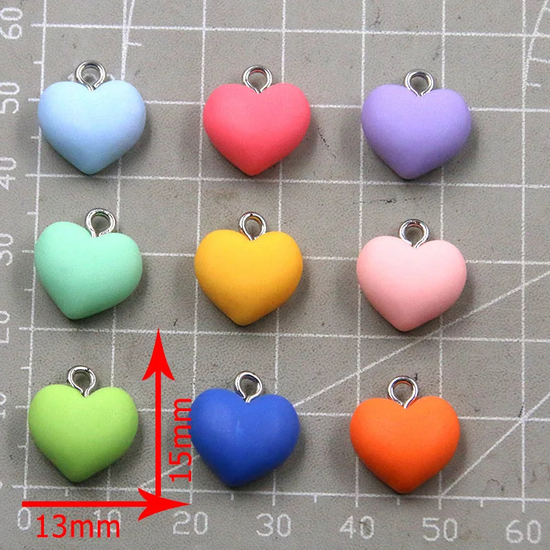 Sweet Bell 9 Color Resin Heart Charms Set for DIY Jewelry and Accessories