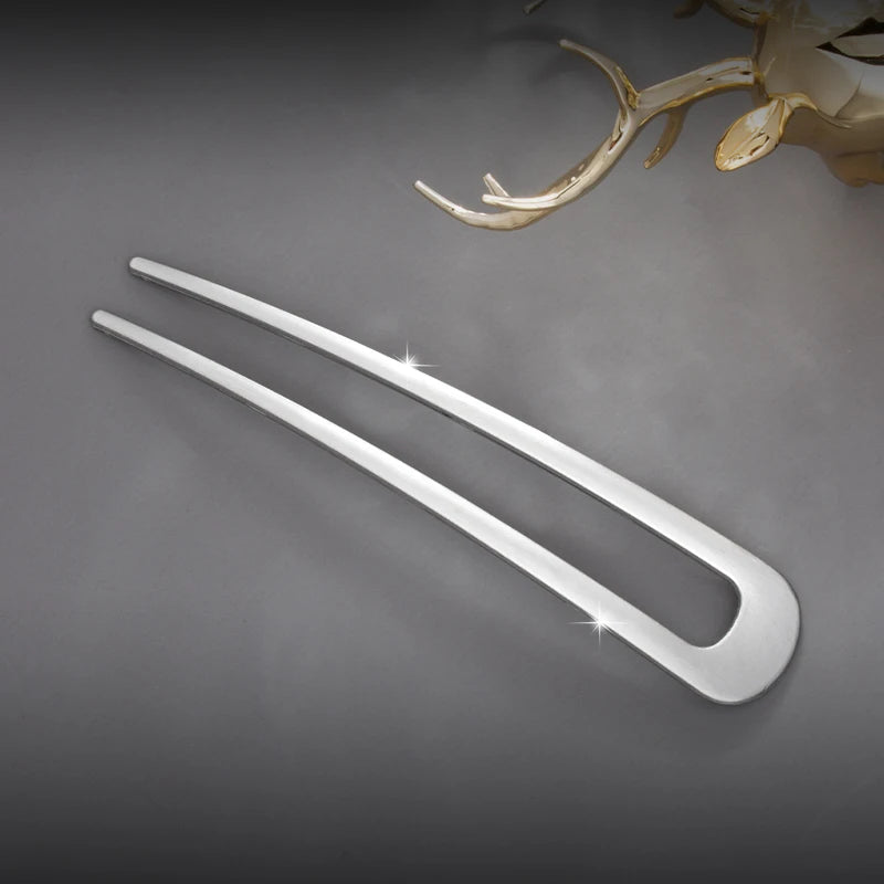 Elegant Silver Gold Enamel Shell Hairpin for Women U Shape Hair Stick Accessories