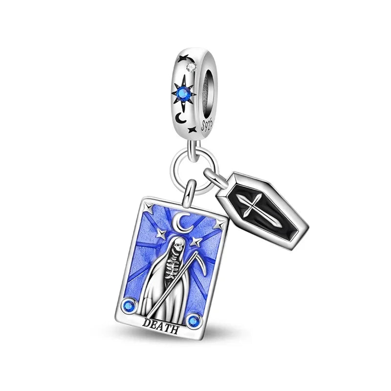 925 Sterling Silver Tarot Death God Charm Beads for Necklace and Bracelet DIY Fine Jewelry Gifts