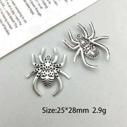 Antique Silver Spider Charms Set for DIY Halloween Jewelry Crafting