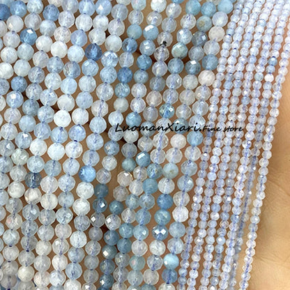 Elegant Faceted Aquamarine Beads for DIY Jewelry Making Bracelet Accessories