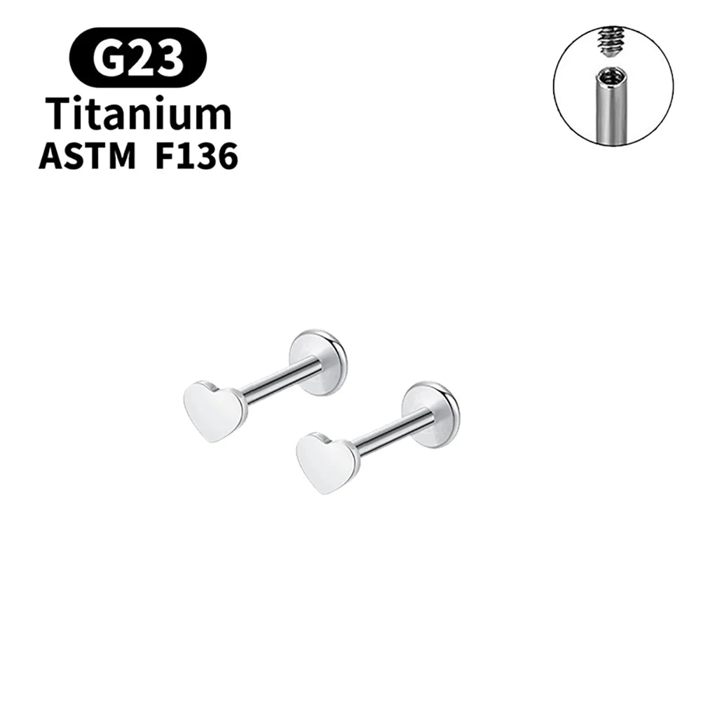 Elegant G23 Titanium Stud Earrings for Women - Classic Moon Design