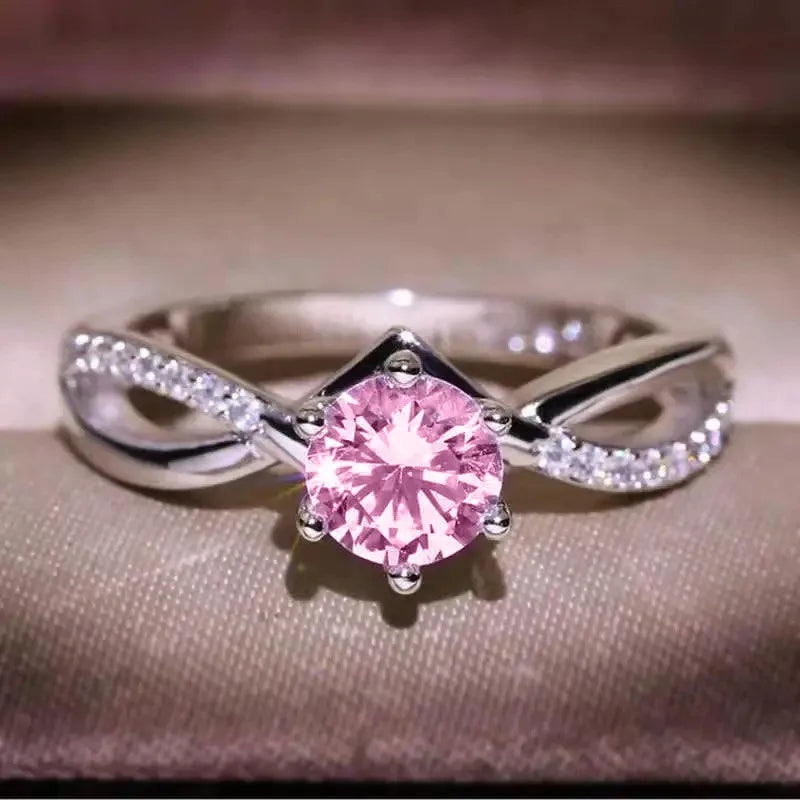 Women's Luxury 925 Sterling Silver Wedding Ring Eight Hearts and Arrows Design Six Claw Setting Zircon 19203