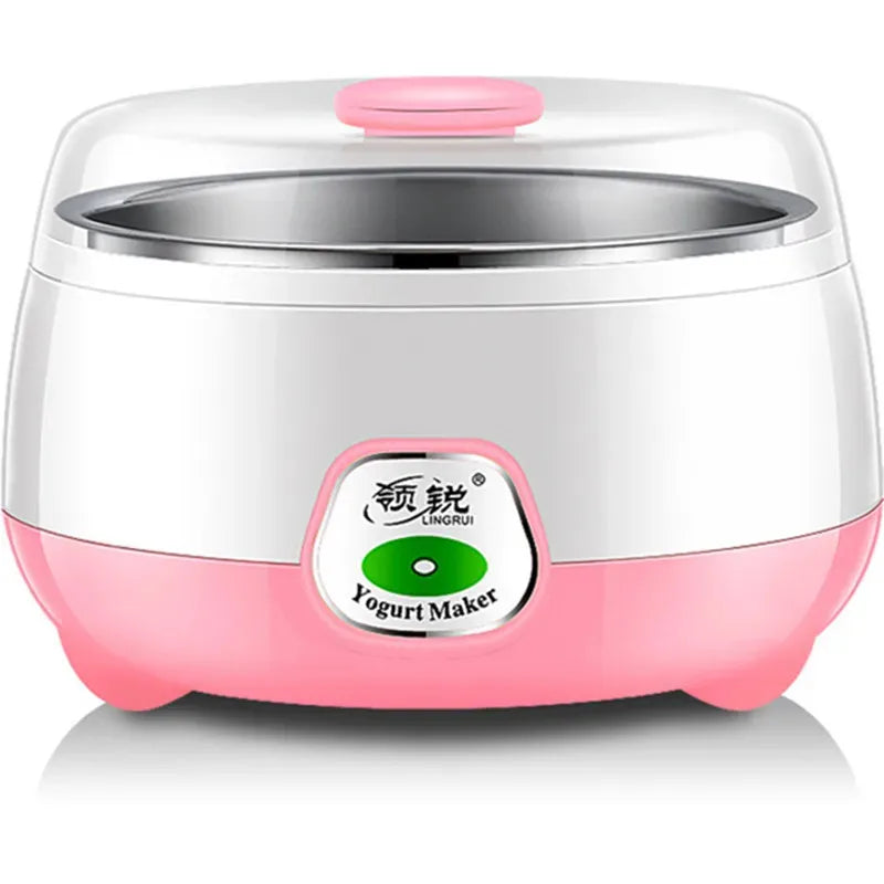 1L Electric Mini Yogurt Maker Automatic Multifunctional 220V Household Rice Wine Maker DIY Yogurt And Natto Fermenting Machine Pink EU