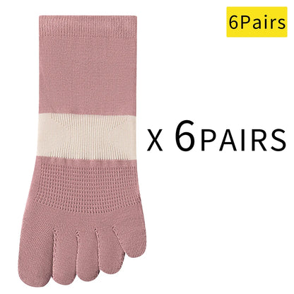 6 Pairs Women's Split Toe Yoga Socks Breathable Grip