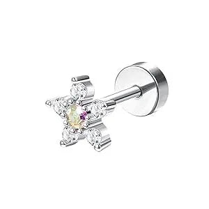 Drperfect 18G Stainless Steel Cartilage Earrings for Women Flat Back Stud Jewelry Set