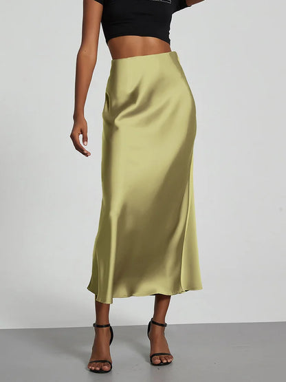 Satin Party Long Skirt High Waist Mermaid Fishtail Women