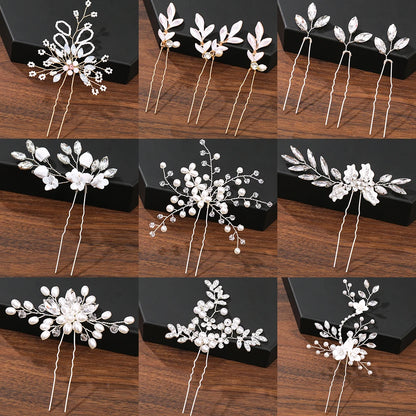 Elegant Pearl Rhinestone Flower Hair Pins for Women Wedding Accessories