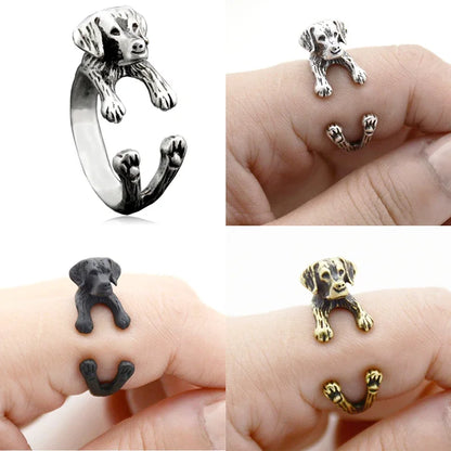 Vintage Labrador Retriever Wrap Ring Adjustable Fashion Jewelry for Women and Men