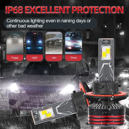 H13 9008 LED Car Headlight Bulbs 200W 6000K Ultra-Bright Hi-Lo Beam With Copper Heat Tube Canbus Compatible