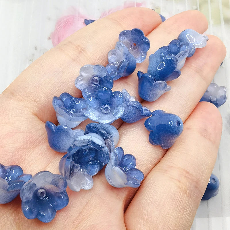 30 Piece Colorful Flower Shape Glass Beads for DIY Jewelry Making and Handmade Accessories