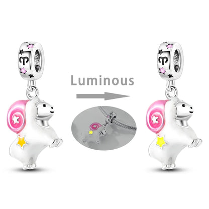 Zodiac Glow In Dark 925 Sterling Silver Charm Beads