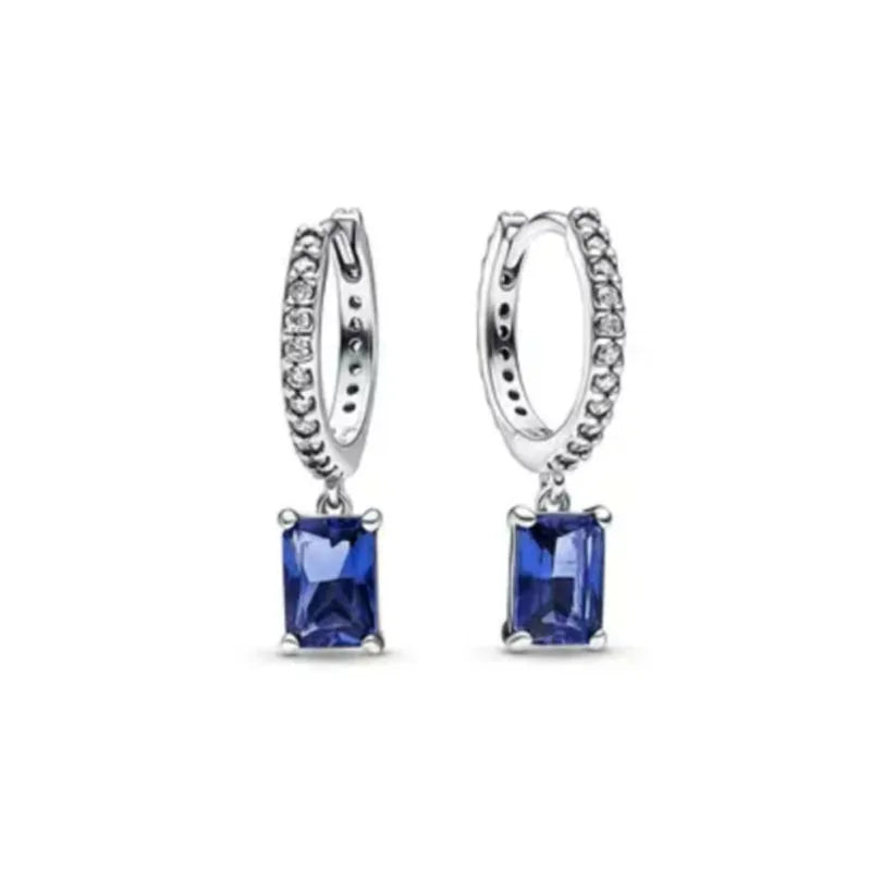 European 925 Silver Moon Snowflake Heart Shaped Stud Earrings for Women Exquisite Holiday Jewelry Gifts