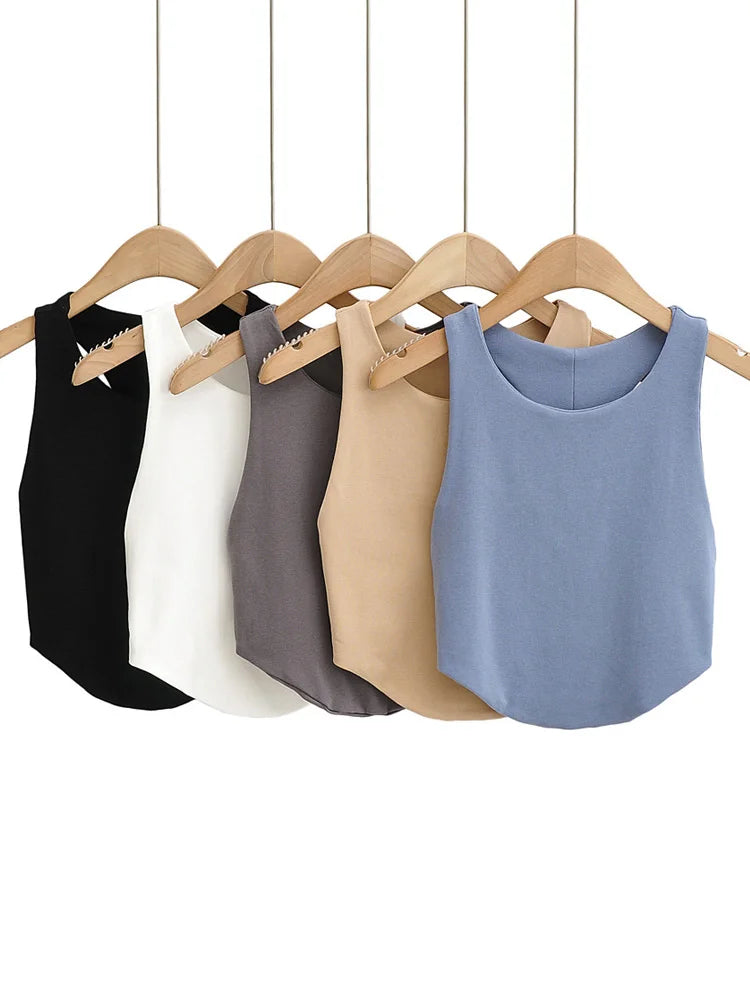 2024 Summer Womens Double Curve Backless Crop Tank Top