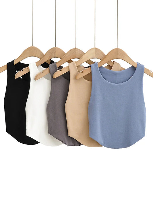 2024 Summer Womens Double Curve Backless Crop Tank Top