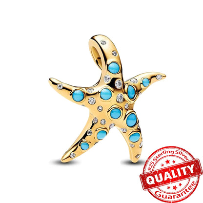 Ocean Series Sterling Silver Starfish and Coral Charm Pendant for Bracelets FCC503