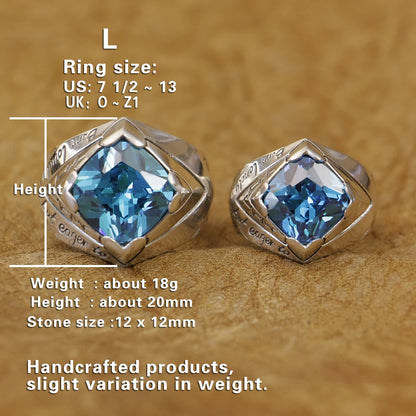 Elegant Blue Zircon Heart Ring in 925 Sterling Silver for Unisex