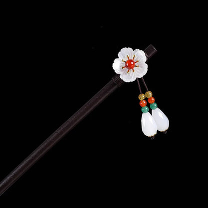 Vintage 2024 Wooden Hair Stick With Tassel Chinese Winding Flower Hairpin