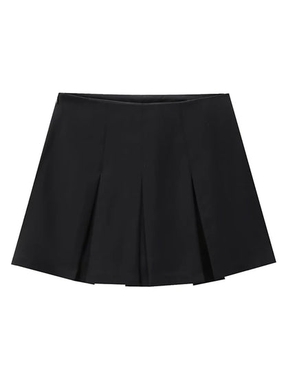 Women Tiered Mini Skirt High Waist Pleated Ruffles Vintage