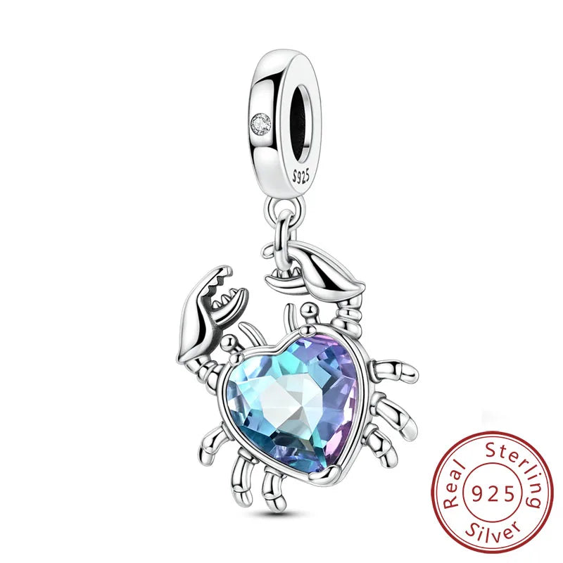 925 Sterling Silver Ocean Turtle Beach Charms Blue Shell