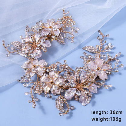 Elegant Pearl & Crystal Bridal Headband - Stunning Rhinestone Leaf Tiara for Women Gold