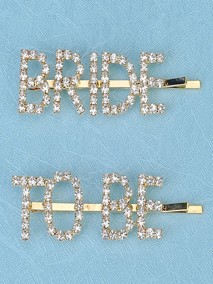 Silver Bride To Be Rhinestone Hair Clips Set - Elegant Barrettes and Hairpins for Stunning Bridal Styles