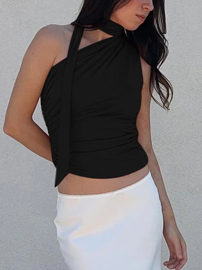 Backless Off Shoulder Halter Crop Top for Women Y2K Club